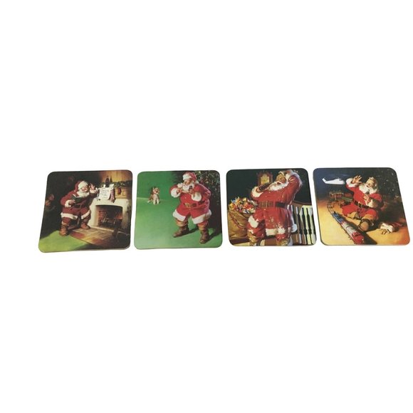Vintage 1999 Set of 4 Coca Cola Santa Holiday Christmas Coasters - Picture 5 of 9